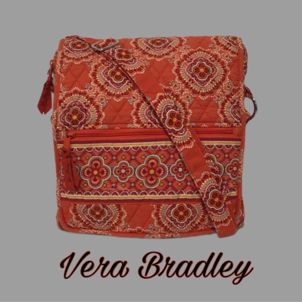 VERA BRADLEY Quilted Paprika Mailbag Crossbody Tablet Quilted Messenger Bag